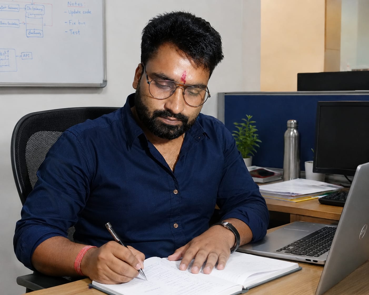Founder and CEO of Krishnay Solution reviewing project details